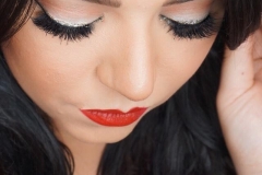 Red Lip with Glitter Liner